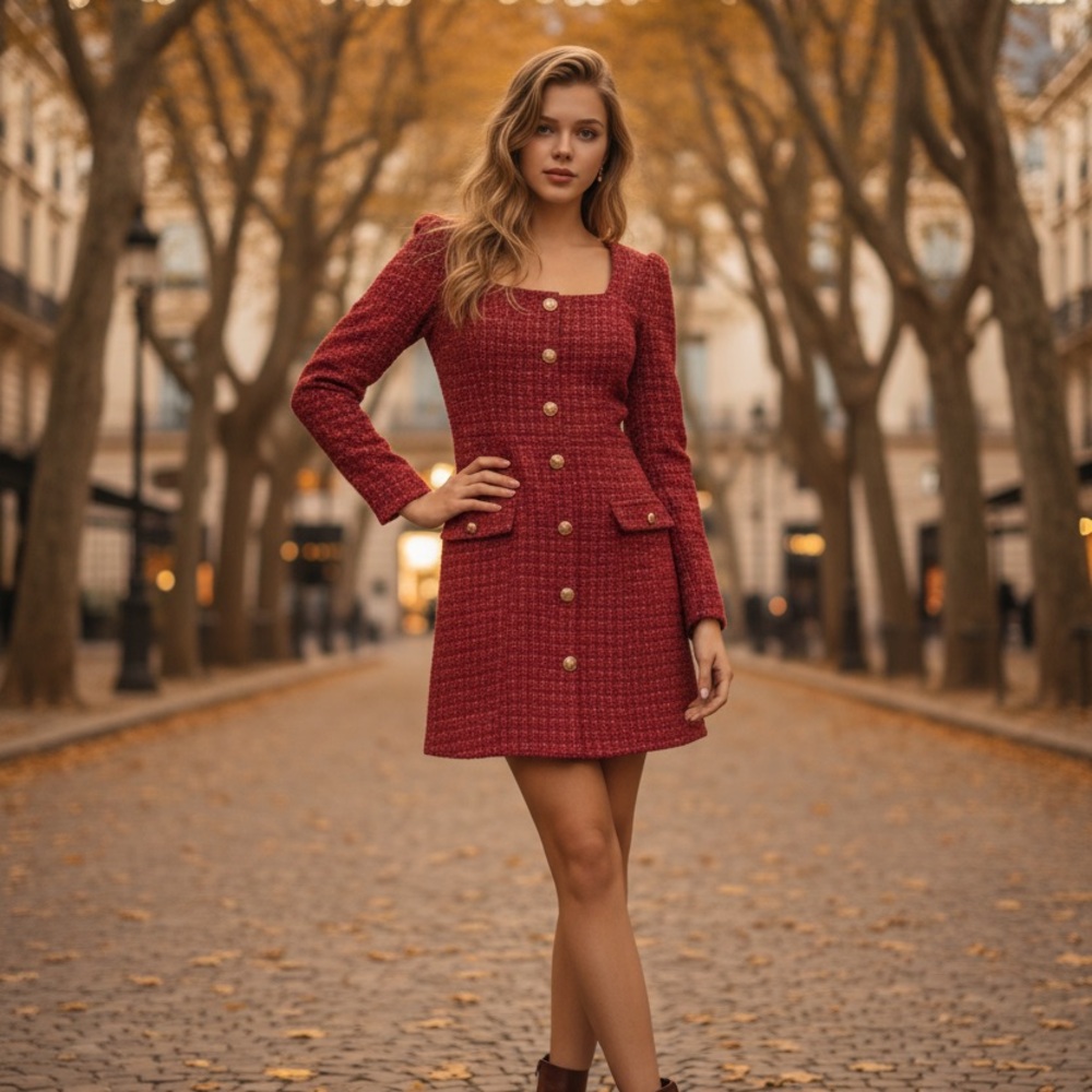 City Studio Red Textured mini dress